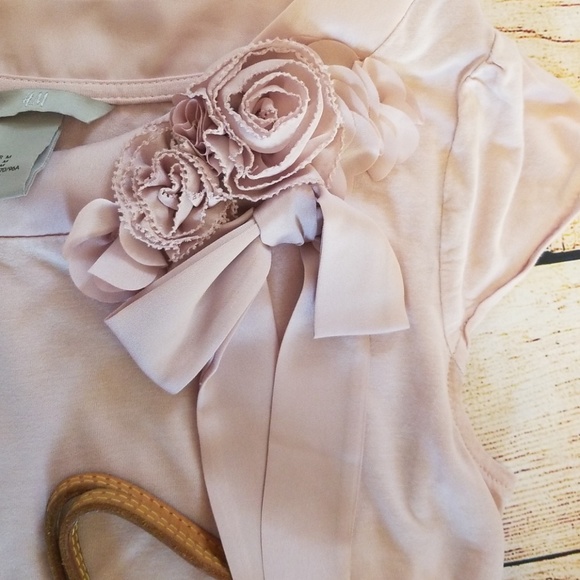 H&M Pale Pink Cotton Shirt with Floral Detail - Picture 3 of 4